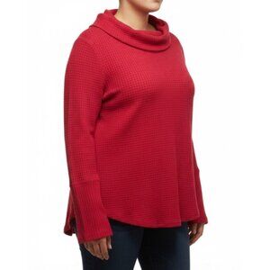 Style & Co. New Red Amore Waffle-Knit Cowl Neck Tunic Sweater (X-Large) NWT